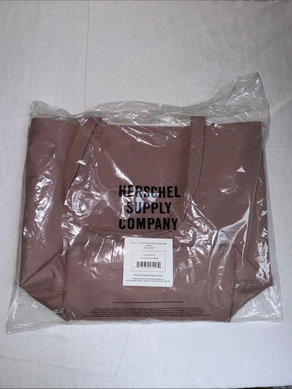 NWT New Herschel Supply Company Mica Dusty Rose Canvas Tote Bag